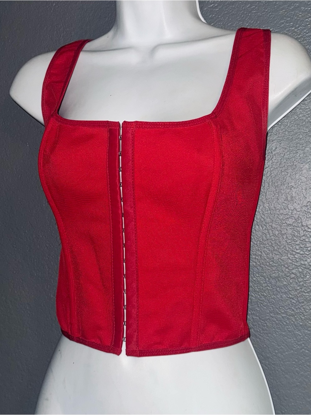 Sexy Red Corset Style Crop Top Lace Up Bow women’s size Small